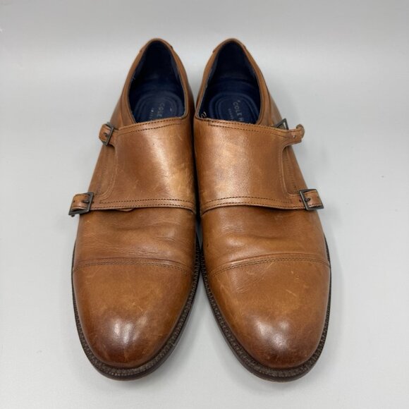 Cole Haan Men\'s Harrison Grand 2.0 Cap Toe Monk Strap Dress Shoes Size 9M Brown